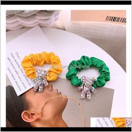 Headbands Drop Delivery 2021 Korea Purchasing Student Candy Color Cartoon Full Drill Bear Wild Ball Rubber Band Hair Ring Head Tie Jewelry A5
