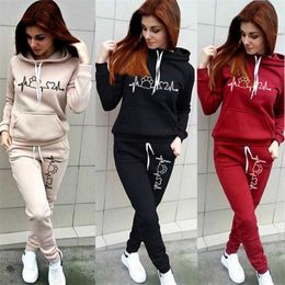 Casual Tracksuit Women Two Piece Suit Female Hoodies and Pants Set Outfit's Clothing Autumn Winter Sport Sweatshirts 210930