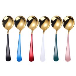 304 Stainless Steel Spoons Household Round Spoon Thickened Metal Tableware