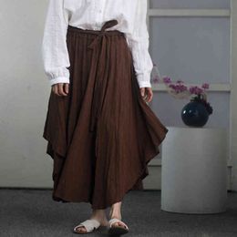 Johnature Women Cotton Linen Skirts Blet Plaid Summer Casual Women Cloths Vintage Loose Pleated Skirts 210521