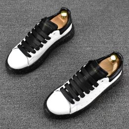 Fashion Designer Little White Business Wedding Shoes Luxury Comfort Breathable Anti-Odor Lace-Up Casual Sneakers Autumn Spring Male Casual Loafers
