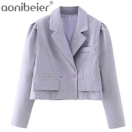 Cropped Vintage Office Lady Blazer Women Loose Casual Blazers Jacket Suit Spring Korean Chic Outerwear Female OL 210604