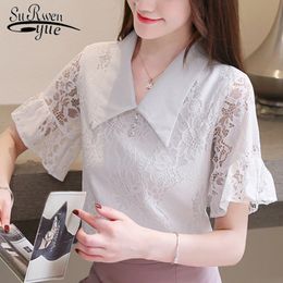 womens clothing blusas mujer de moda flare sleeve white blouse women shirts lace tops and s 4125 50 210508