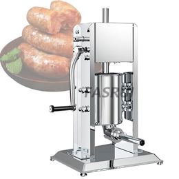 3L Sausage Filling Machine Manual Stainless Steel Small Vertical Hand Crank Home Effortless Sausage Maker Separate Cleaning