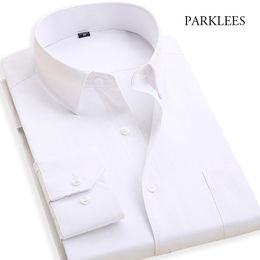 White Shirts Men Solid Long Sleeve Autumn Spring Mens Camisas Casual Oversize Slim Fit Dress Shirts Work Business Chemise Homme 210524