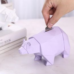 Decorative Objects & Figurines Abstract Geometric Polar Bear Resin Piggy Bank Home Decoration Accessories Children's Gifts Cabinet Bedroom D
