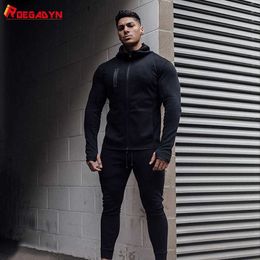 ROEGADYN Tracksuit For Men Hoodie Fitness Gym Clothing Men Running Set Sportswear Jogger Men'S Tracksuit Winter Suit Sports Gym 211006