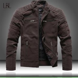 Autumn Winter Men's Leather Jacket Casual Fashion Stand Collar Motorcycle Jacket Men Slim High Quality PU Leather Coats 211008