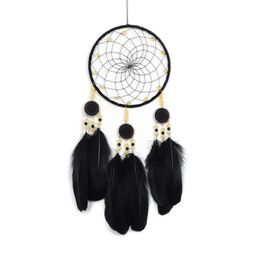 Decorative Objects & Figurines 1 Piece Black Ancient Style Ethnic Dream Catcher And White Fairy Tale Handmade Wall Hanging Wind Chimes Home