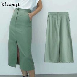 Klkxmyt Summer Skirt Women England Simple Style Fashion Cotton Pocket Long Faldas Mujer Moda Elegant Skirts Womens 210527