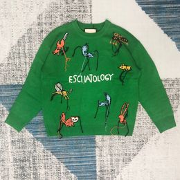 2024 Spring Summer Sweaters High-End Luxury Designer Letter Embroidery Illustration Animal Jacquard Wool Sweater Men Women Jumper