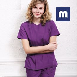 Medigo-084 Women's Two Piece Pants Women Scrubs Tops+pant Men hospital Uniform Surgery Scrubs Shirt Short Sleeve nurse uniform Pet grey's anatomy Doctor Workwear