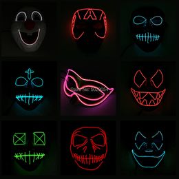 Costume Accessories 9 Design Halloween Party Costume-Props Supplies Horror EL Flashing Mask Night Club Anonoymous mask Glow In Dark