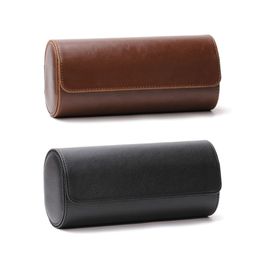 3 Slots Watch Roll Travel Case Chic Portable Vintage Leather Display Watch Storage Box with Slid in Out Watch Organisers 220113217i