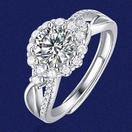 Womens Rings Crystal Jewelry Disc diamond flower ring silver opening engagement Cluster For Female Band styles