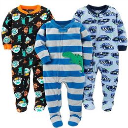 Children's fleece boy girl large size Siamese romper with feet clothes Harbin warm pajamas spring and autumn winter 211109