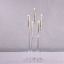 No candle including)5 arms candle holder table centerpiece crystal candelabra wedding event decor senyu497