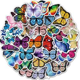 50 pçs lote todos os tipos borboleta adesivos linda borboleta garatuja adesivo impermeável bagagem caderno adesivos de parede decoração 728 s2