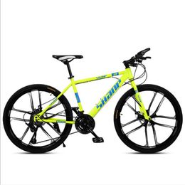 Adult Mountain Bike One Wheel Ultra Light Variable Speed Shock Absorption Double Disc Brake 26 Inches 21 Speed