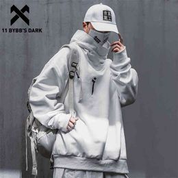 11 BYBB'S DARK Embroidery Harajuku Hoodie Men Spring Cotton Pullover Hip Hop Streetwear Fish Mouth Sweatshirt Punk 210813