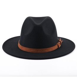 Wide Brim Hats Women's Cap Fedoras Men's Hat Spring Felt Cowboy Beach Black Sun Winter Fashion Autumn European American Vintage Large Size