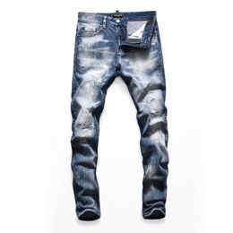 DSQ PHANTOM TURTLE Men's Jeans Mens Italian Designer Jeans Skinny Ripped Cool Guy Causal Hole Denim Fashion Brand Fit Jeans Men Washed Pants 65219