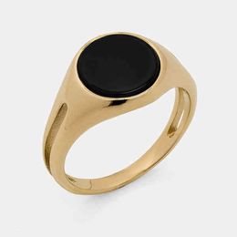 Ins Geometric Round Black Stainls Steel Ring Women Gold Plated Titanium Steel Finger Rings For Men Women