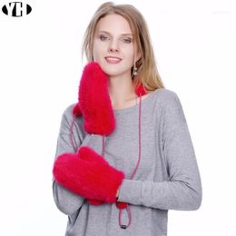 Brand Fashion Winter Women Gloves Genuine 100% Real Glove Knitted Mittens Thick Warm Fur & Top Quality1