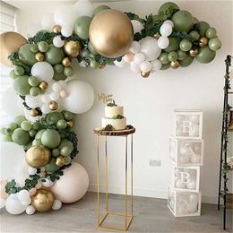 152Pcs Avocado Green Balloons Garland Arch Kit Retro Green Chorme Gold Latex Globos Birthday Christmas Wedding Party Decors 211216