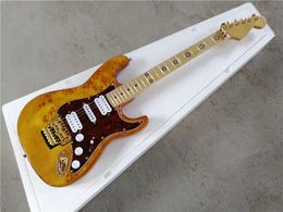 Maple veneer Electric Guitar with Red Pearl Pickguard,Maple Fingerboard and Star inlay,Gold hardware,Provide Customised services