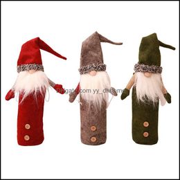 Christmas Decorations Festive & Party Supplies Home Garden Gnomes Wine Bottle Er Handmade Swedish Tomte Santa Claus Toppers Bags Holiday Jk2