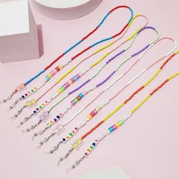 Bohemian Colorfull Transparent Letter Glasses Chain Candy Love Acrylic Beads Chain Anti-lost Lanyard Elegant Jewelry Gift