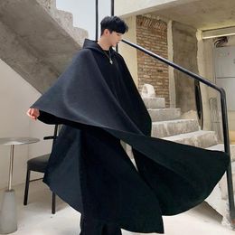 Men's Trench Coats Mens Long Oversize Overcoat Coat Cloak Loose Hooded Outwear L9