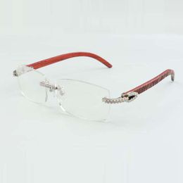 high-end designers medium diamonds glasses frame 3524012 with natural tiger wooden for men and women, size: 36-18-135mm