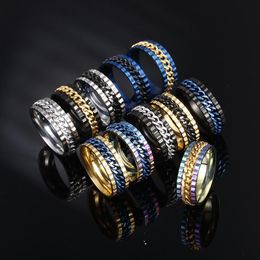 Wedding Rings Chain Setting Accessories For Men Finger Embellish Jewellery Movable Middle Multi Colour Options Stainless Steel Ring Sofr Inner