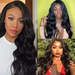 Dark Brown Synthetic Wigs for women Natural Wavy Right Side Parting Heat Resistant Replacement Wig Full Machine Madefactory direct