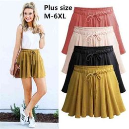 Summer Plus Size 6XL Women Shorts Skirts Cotton Wide Leg Casual Loose Female Large 210724