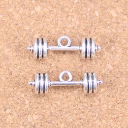 43pcs Antique Silver Bronze Plated fitness equipment barbell Charms Pendant DIY Necklace Bracelet Bangle Findings 25*7*7mm