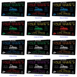 LX1005 Your Names Lake House I'd Rather Be on the Water Light Sign Dual Colour 3D Engraving