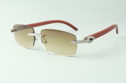 Direct sales endless diamond sunglasses 3524026 with original wooden temples designer glasses, size: 18-135 mm