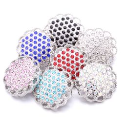 Wholesale Crystal Silver Colour Snap Button Women Charms Jewellery findings Rhinestone 18mm Metal Snaps Buttons DIY Bracelet jewellery