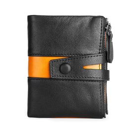 Genuine Leather Men Wallet Double Zipper Coin Purse Small Mini Card Holder Portomonee Male Walet Pocket Wallets