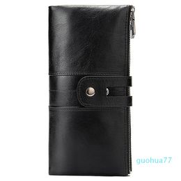 Designer-Wallets Vintage Leather Wallet Long Men And Women Clutch Bag Multi-Function Purse Black