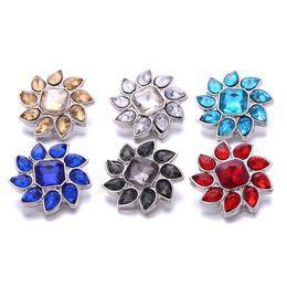 Wholesale Assorted Rhinestone Snap Buttons Clasp 18mm Metal Decorative teardrop Zircon Button charms for DIY Snaps Jewelry Findings factory suppliers