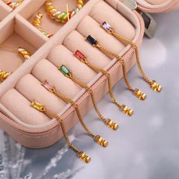 Stud 2021 Ins Geometric Rectangular Zircon Chain Copper Plated Gold Butterfly Buckle Earring For Women Girl Party Jewellery