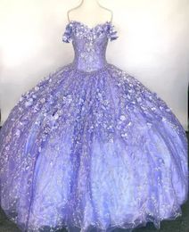 2022 Elegante Robe de Bal Quinceanera Kleider mit Applikationen aus der Schulter Sweet 16 Kleid Pageant Kleider Vestidos CG001