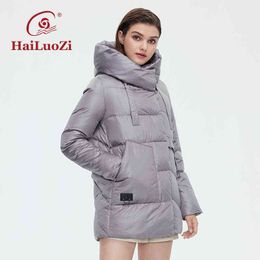 HaiLuoZi Winter Coat for Women Short Fashion Women's Jacket Solid Quilted Unique Design Thicken Hooded Female Parka 6075 211130