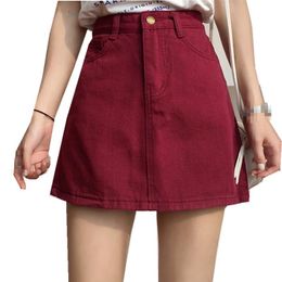 Skirts G1154 2021 Women's Spring Summer Fashion Short Section Pure Color Plus-size Baggy Denim Skirt Wholesale