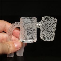 Pattern smoke bangers nail embossing sandblasted beveled edge OD 25mm male female joint Fully Weld bucket quartz banger for glass water bongs dab rigs