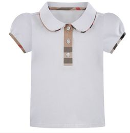Lovely Retail Summer Baby Girls POLOS T-shirts Cotton Kids Short Sleeve T Shirt High Quality Children Turn-down Collar Plaid T-shirt Child Clothing